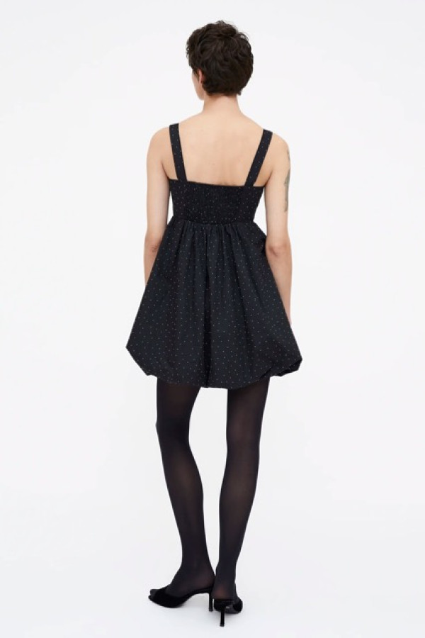 SHORT BLACK DRESS COTTON POPLIN
