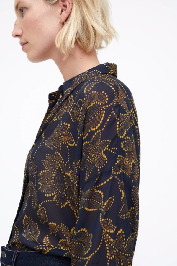 MUSTARD FLORAL PRINT SHIRT