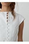 MELANI WHITE ASYMMETRIC BLOUSE