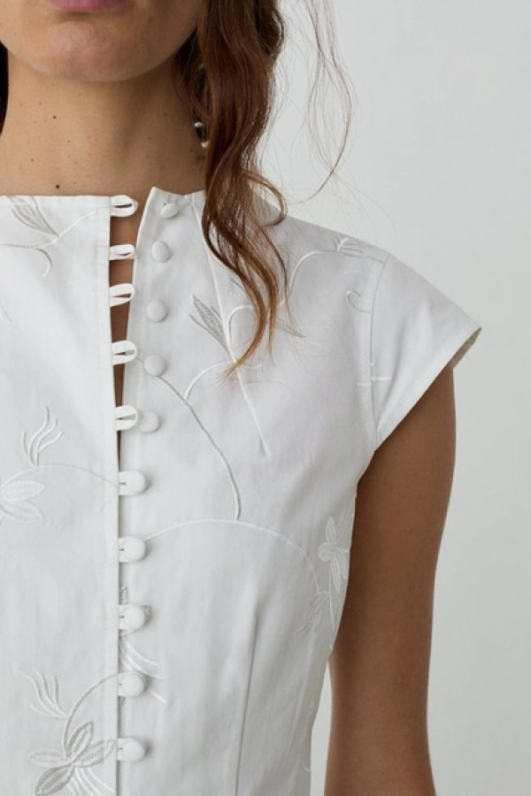 MELANI WHITE ASYMMETRIC BLOUSE