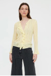YELLOW KNITTED CARDIGAN WITH RUFFLES