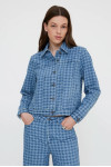 BLUE HOUNDSTOOTH PRINT JACKET AND DENIM JEAN