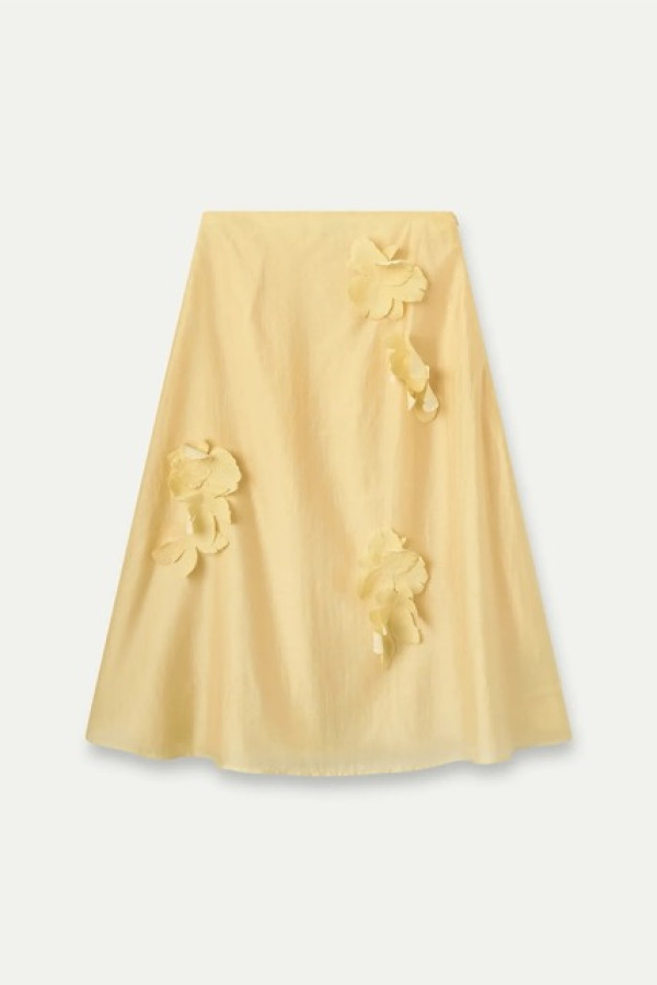 FLOWY YELLOW MIDI SKIRT