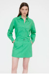 GREEN LINEN COTTON BLEND SHIRT AND MINI SKIRT