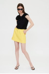 YELLOW LINEN COTTON BLEND SHORT SKIRT