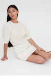 SHORT SKIRT COTTON OFF WHITE WITH BLOUZE