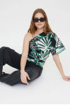 ASYMETRICAL COTTON TOP WITH IGUANA PRINT