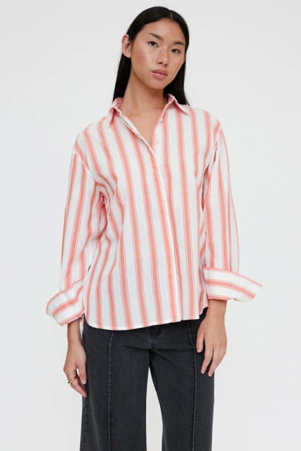 COTTON SHIRT WITH EMBERGLOW STRIPES