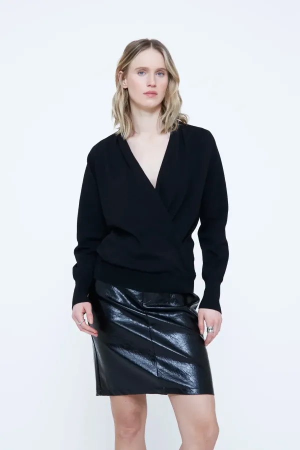 Black Wrap-Over Top