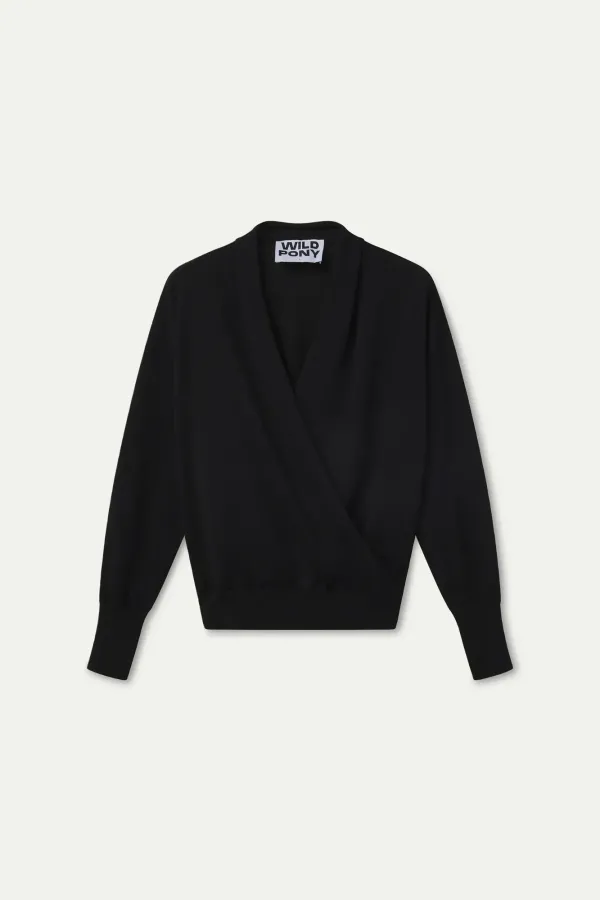 Black Wrap-Over Top