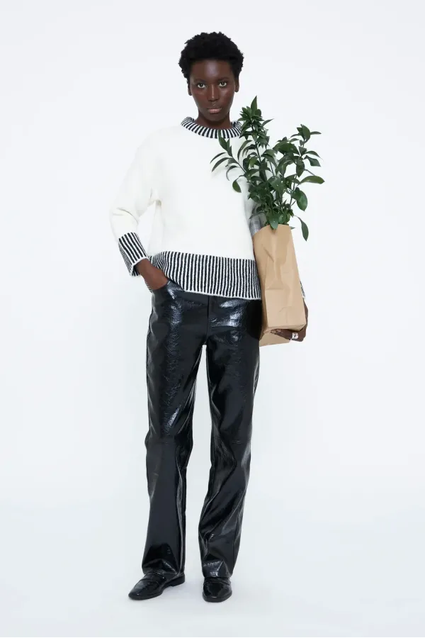 Black Geometric Print Sweater