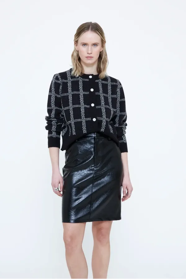Black and White Checked Cardigan