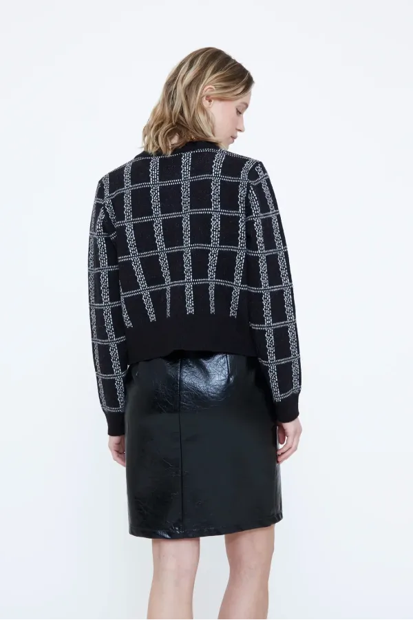 Black and White Checked Cardigan
