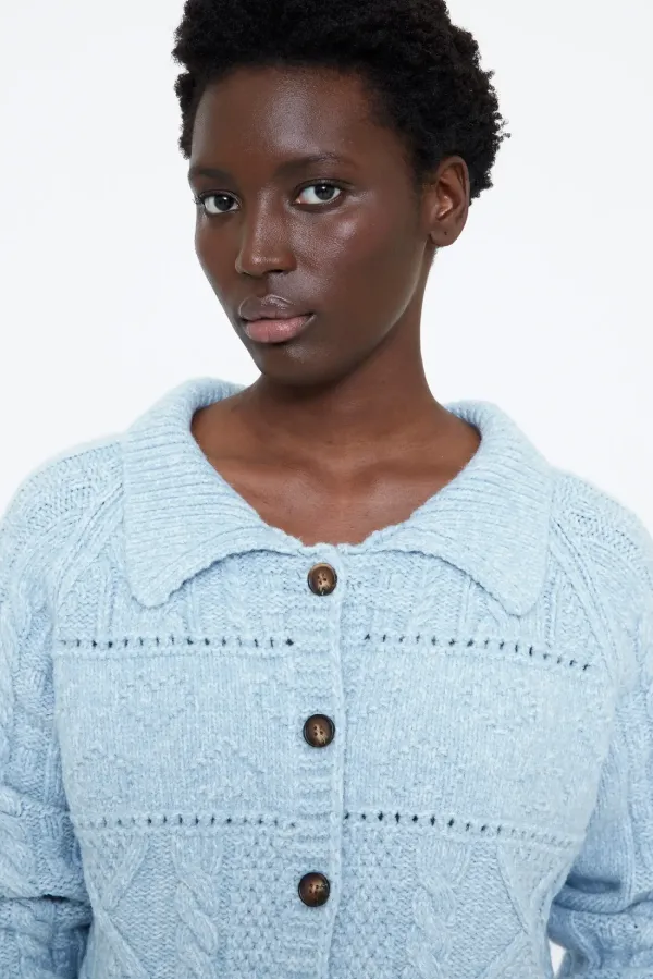 Light Blue Crochet Cardigan