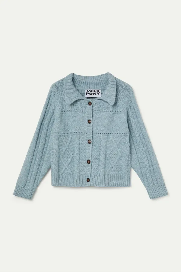 Light Blue Crochet Cardigan