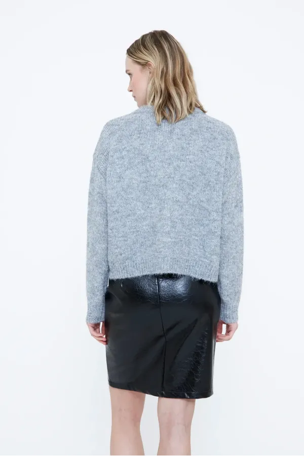 Grey Knit Cardigan with Sequins