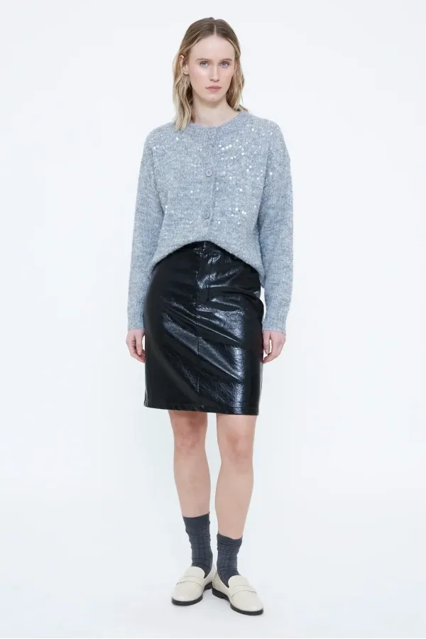Grey Knit Cardigan with Sequins