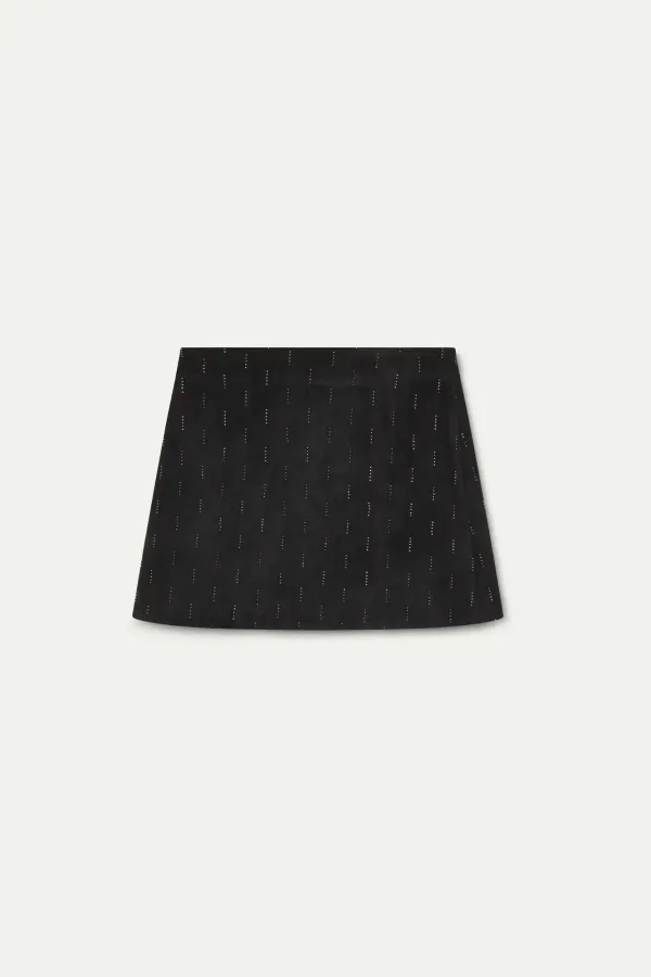 Short Black Skirt with Silver Appliqués