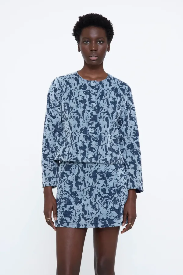 Jacquard Πλεκτό Jacket – Navy