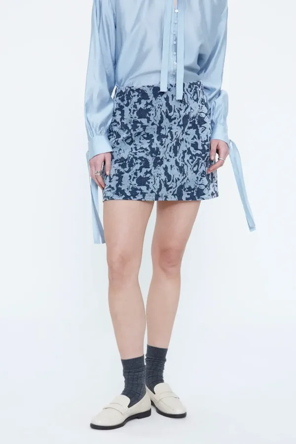 Jacquard Mini Φούστα – Navy Blue