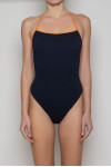 CHELSEA COTTON BODYSUIT BLACK WITH ORANGE