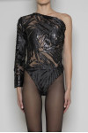 ELODIE SILVER EMBROIDERED BODYSUIT WITH ZIPPER