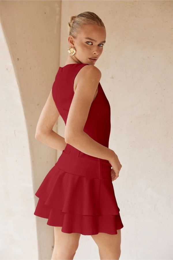 FAWN MINI DRESS - CHERRY RED