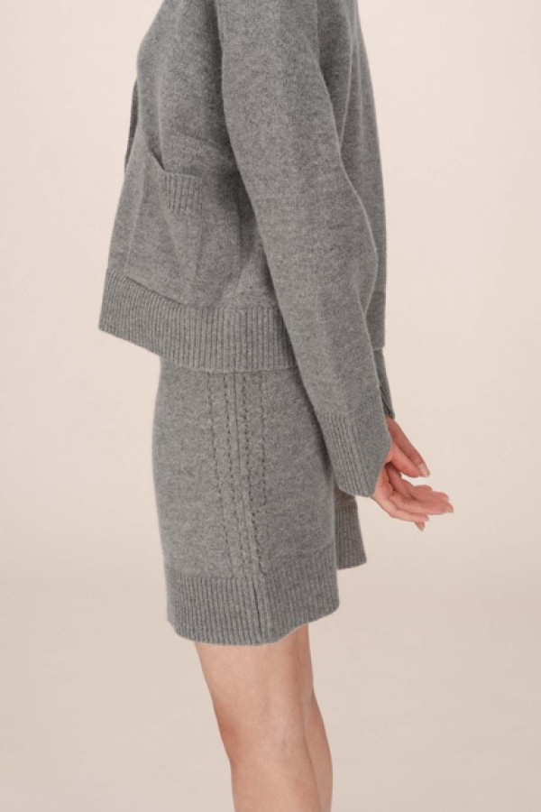 FITTED KNIT MINI SKIRT GRIS SHAE