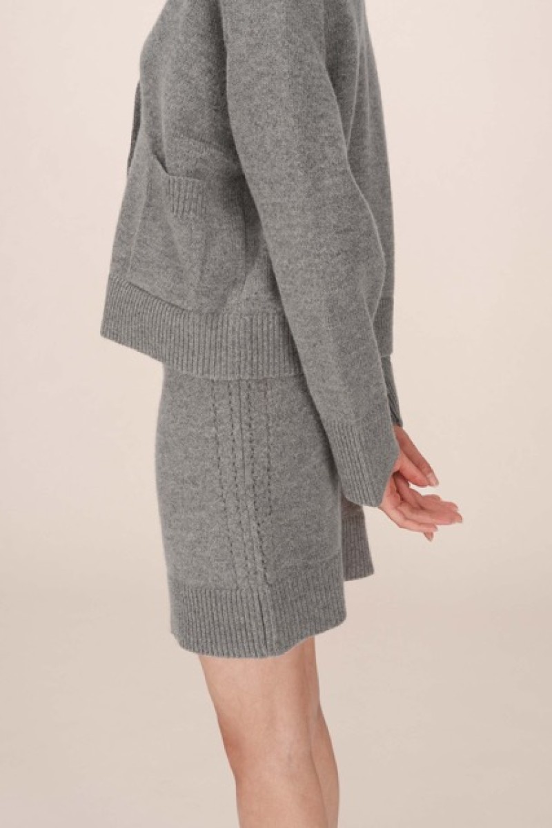 FITTED KNIT MINI SKIRT GRIS SHAE