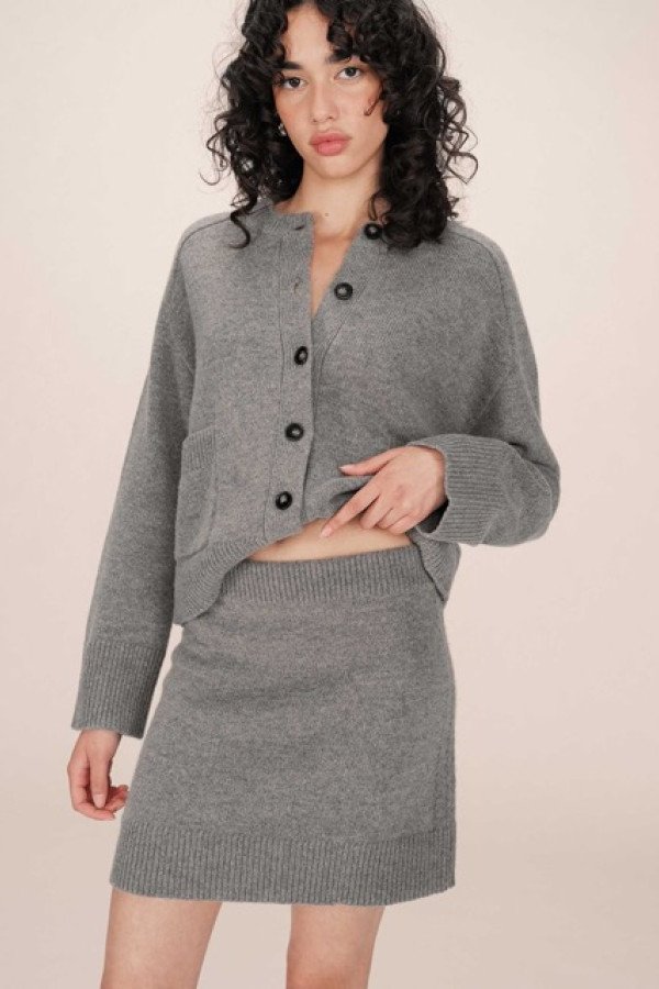 FITTED KNIT MINI SKIRT GRIS SHAE
