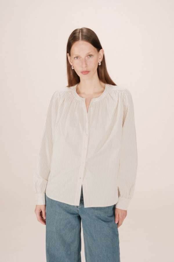 STRIPED COTTON SHIRT ECRU SISSI