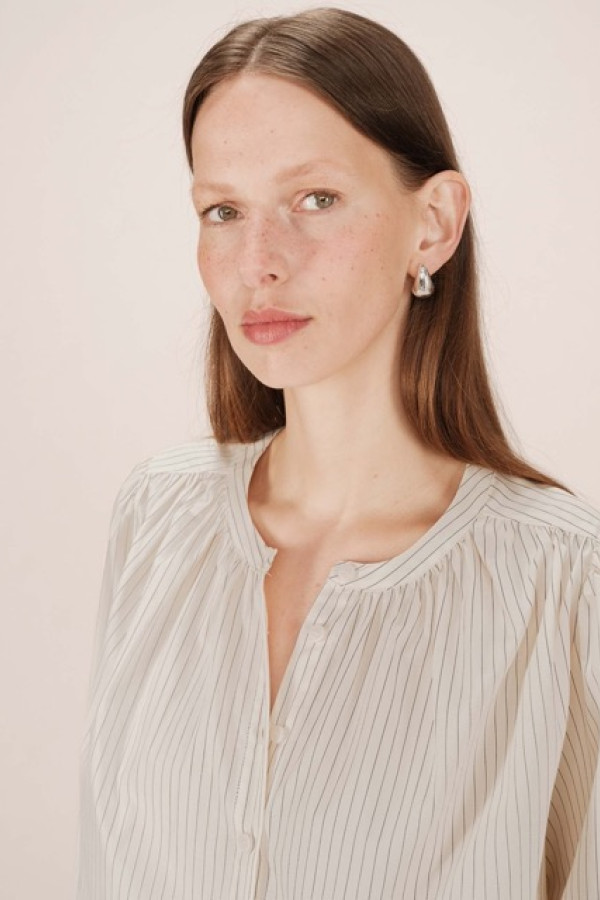 STRIPED COTTON SHIRT ECRU SISSI