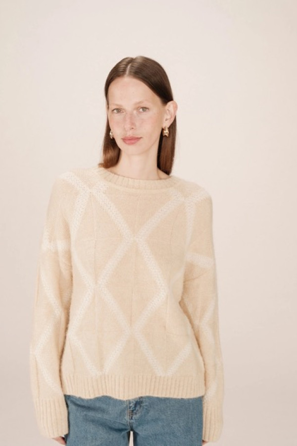 WOOL ALPACA PATTERNED SWEATER VANILLE SALINGER