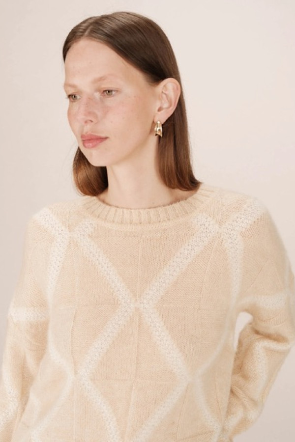 WOOL ALPACA PATTERNED SWEATER VANILLE SALINGER
