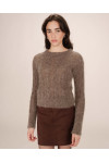 CABLE KNIT SHORT WOOL SWEATER TAUPE SABIN