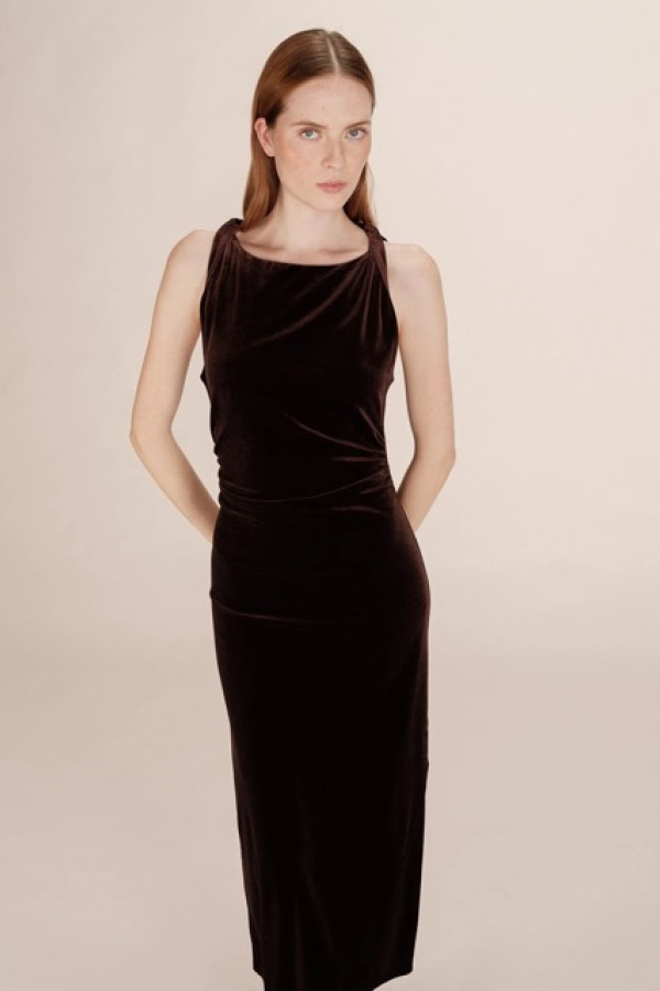 LONG VELVET DRESS CHOCOLATEE TIVOLI
