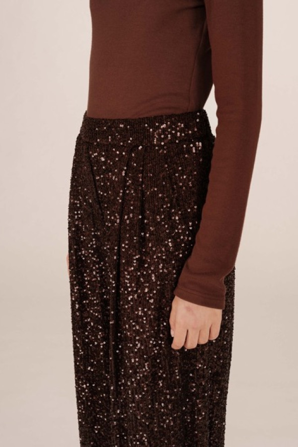 WIDE SEQUIN TROUSERS CHOCOLATEE TOBY