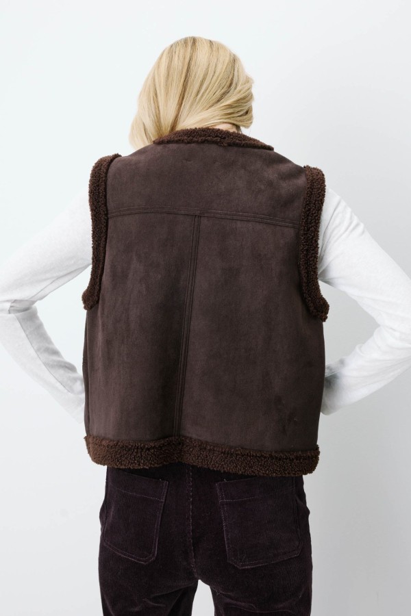 Anya Faux Shearling Γιλέκο - Καφέ