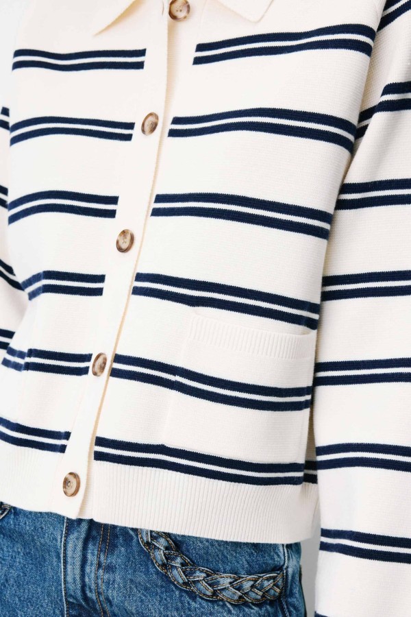 Ardenis Striped Cardigan - Εκρού