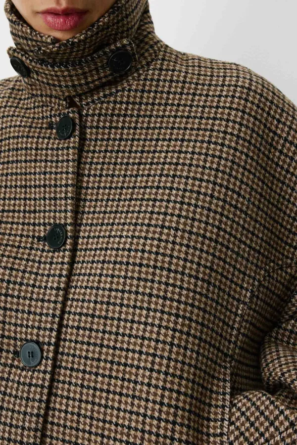 Arthur Short Houndstooth Coat – Coffee