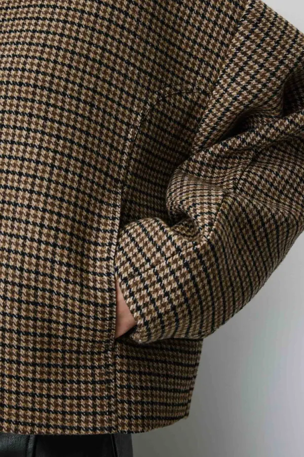 Arthur Short Houndstooth Coat – Coffee