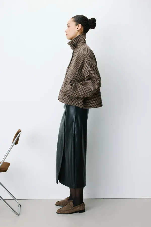 Arthur Short Houndstooth Coat – Coffee
