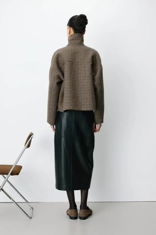 Arthur Short Houndstooth Coat – Coffee
