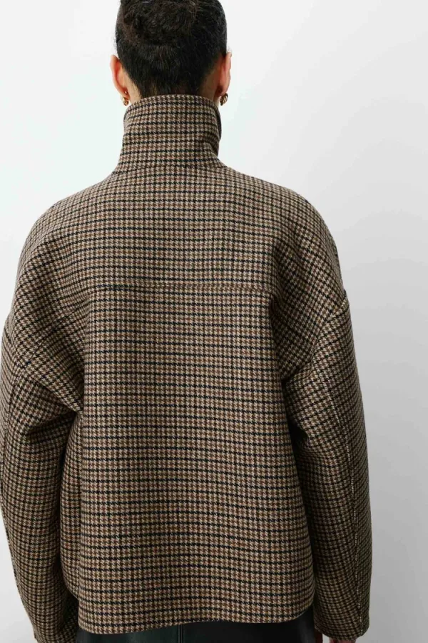 Arthur Short Houndstooth Coat – Coffee
