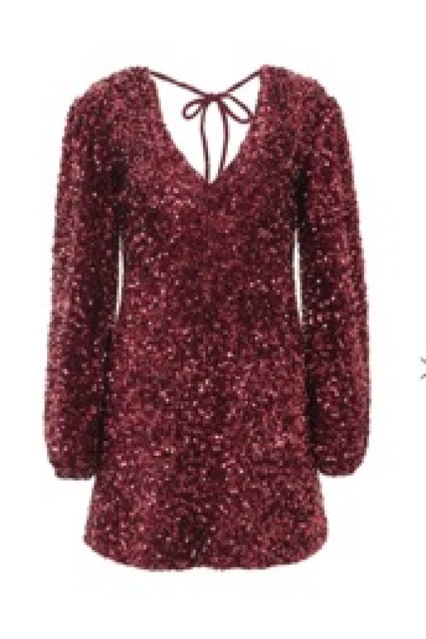 CHLOE SEQUIN MINI DRESS RED