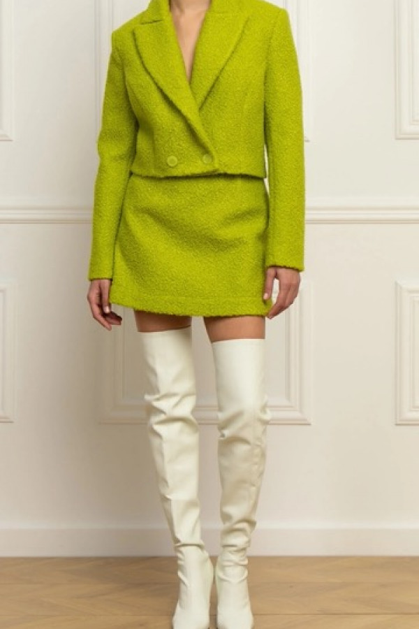 DAHLIA CROP JACKET BOUCLE COAT AND MINI SKIRT