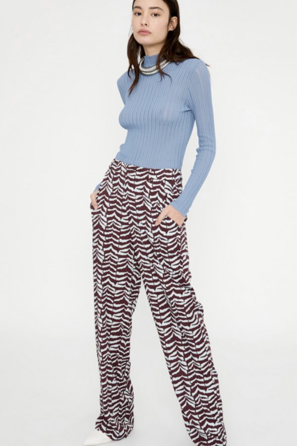 ETHNIC PRINT STRAIGHT-LEG TROUSERS IN CREPE
