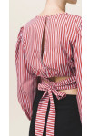 MILANA STRIPED WRAP CROP TOP RED