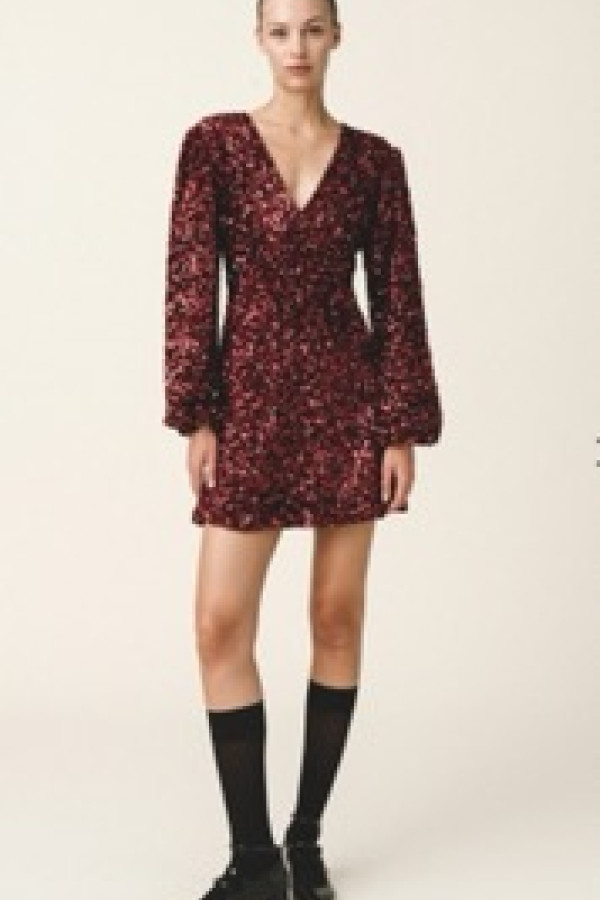 CHLOE SEQUIN MINI DRESS RED