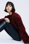 RED TEXTURED KNIT SWEATER